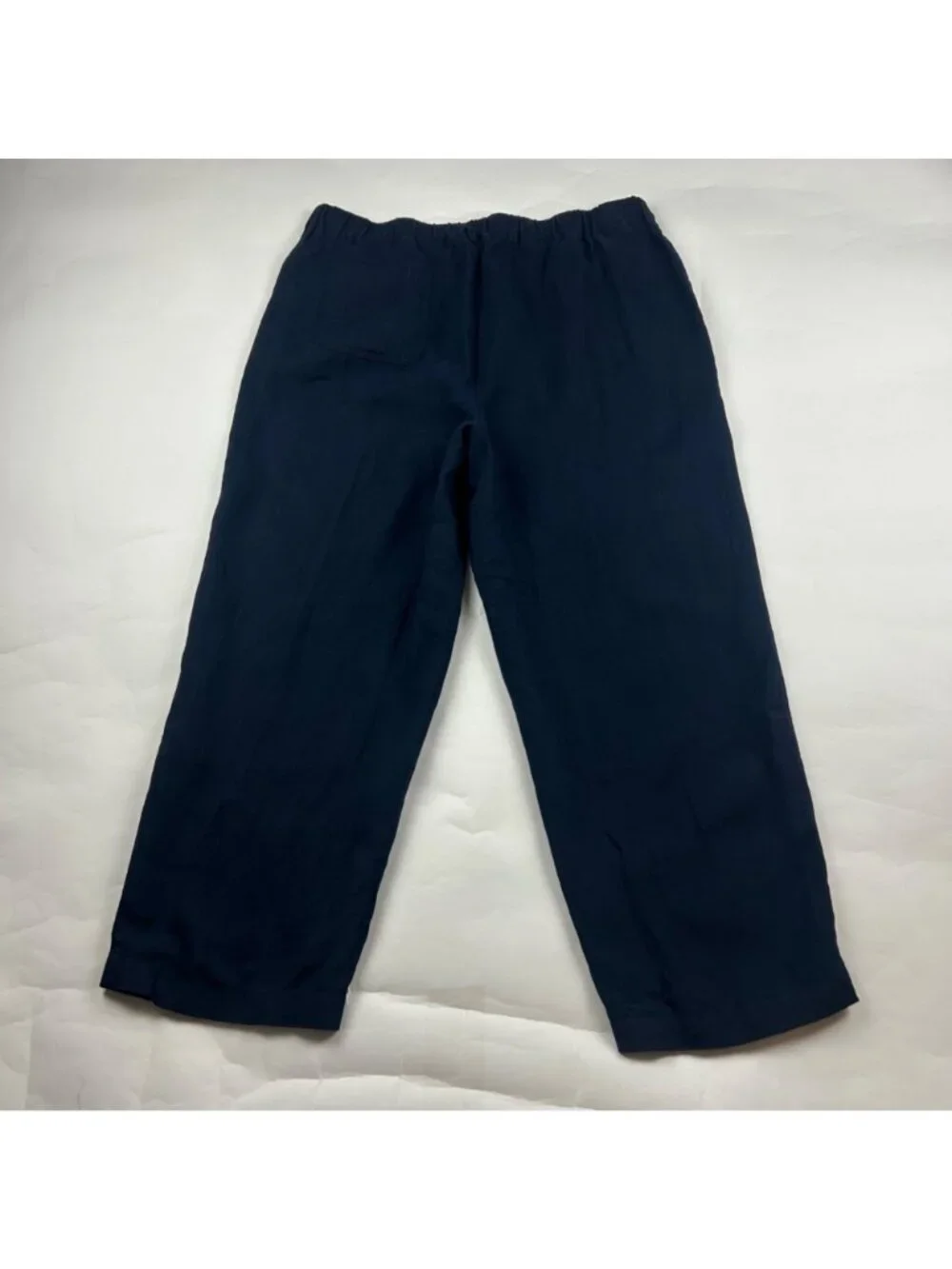 Quince Navy Blue LInen Wide Leg Cropped Pant L